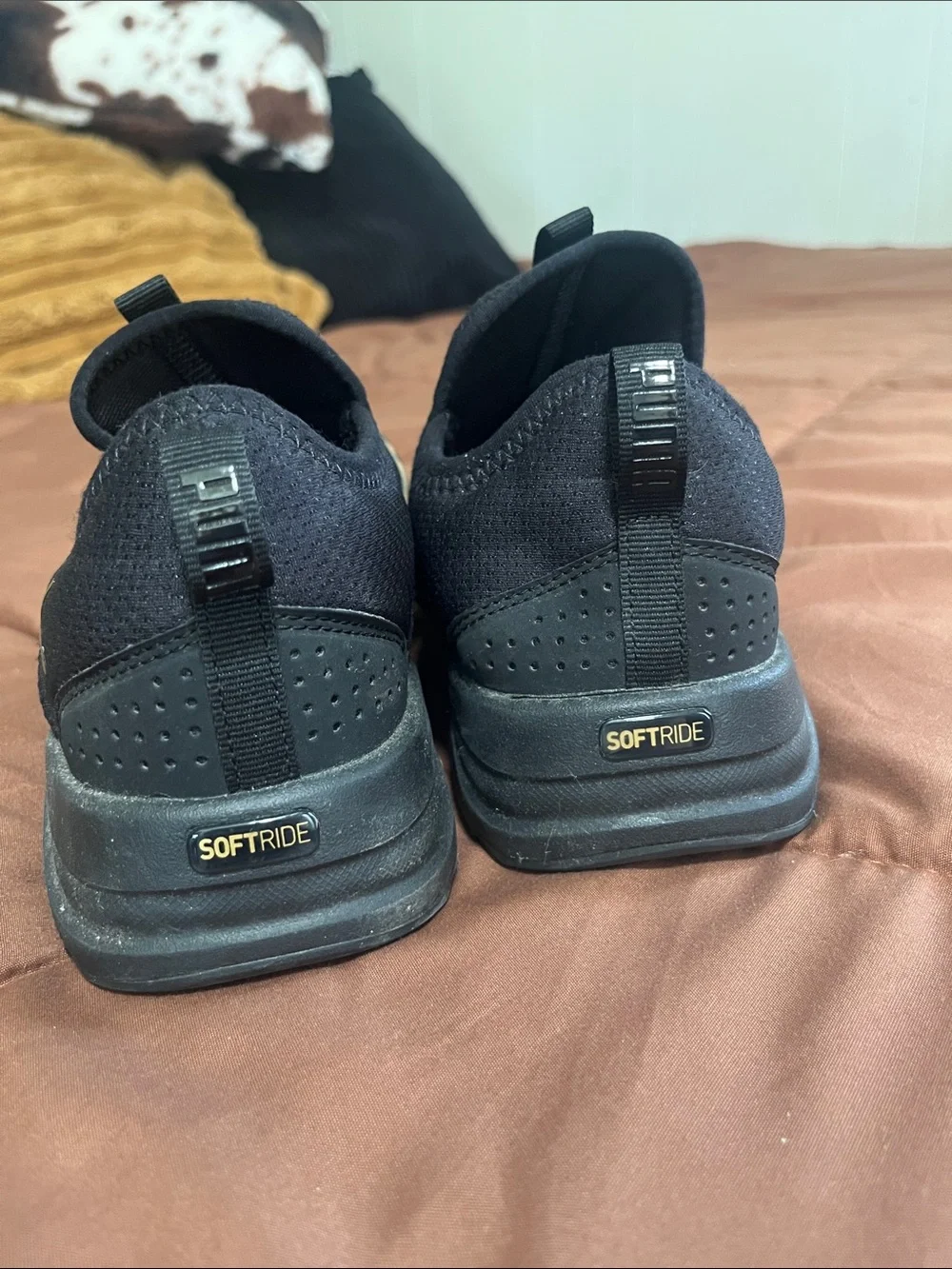 Puma Kids Black Slip-On Sneakers with Leopard Print Strap